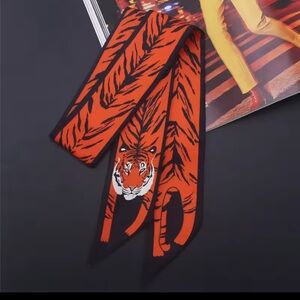 Orange Cat Print Hair Scarf Ribbon – Women’s Hair Accessory bag charm 1 piece